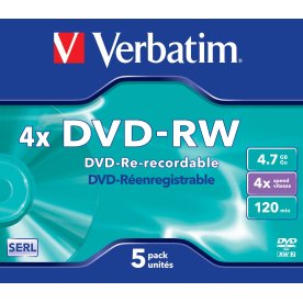 Verbatim DVD-RW 4,7 GB, Jewel Case, 5 st.
