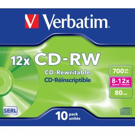 Verbatim CD-RW/700MB Jewel Case, 10 stk