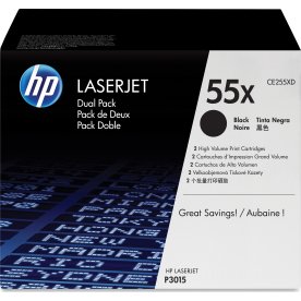 HP 55X/CE255XD lasertoner, svart, 2 x 12 500 s