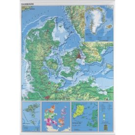 Naga Danmarkskarta 97x137cm, laminerad och reptåli