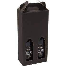 Vinkartong 2 flaskor Wellpapp Svart