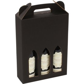 Vinkartong 3 flaskor Wellpapp Svart