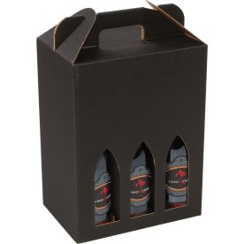 Vinkartong 6 flaskor Wellpapp Svart