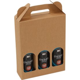Presentask för öl, 3 flaskor, brun