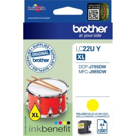 Bläckpatron Brother LC22UY XL Gul 1200 sidor