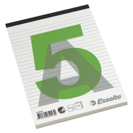 Esselte Standardblock A5, linjerat, med klamrar