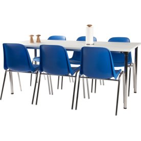Lena Basic matsalsset med 6 blå stolar och bord