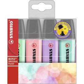 Stabilo Boss Pastel överstrykningspennor i etui, 4