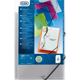 Bantex mapp PP, 3 klaffar, med gummiband, klar