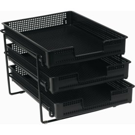 Office brevkorgsset med 3 brevkorgar, svart