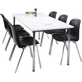 Lena Basic matsalsset med 6 svarta stolar och bord