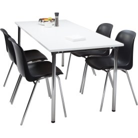 Lena Basic matsalsset med 4 svarta stolar och bord