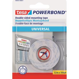 Tesa Powerbond Universal monteringstejp, 1,5 m