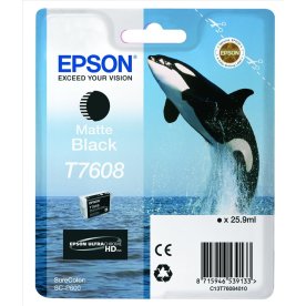 Epson T7608 blækpatron, mat sort, 25.9 ml. 
