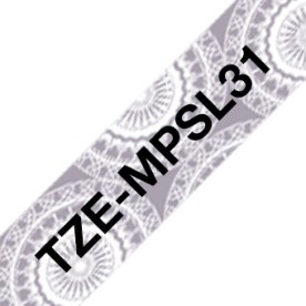 Brother TZe-MPSL31 etikettape, 12 mm, svart på spe