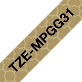 Brother TZe-MPGG31 labeltape 12mm, sort på guld