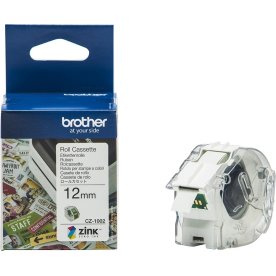Brother CZ-färgetikettape, 12 mm x 5 m, vit