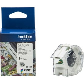 Brother CZ-färgetikettape, 9 mm x 5 m, vit