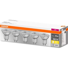 Osram LED spotlight GU10, 3,6 W = 50 W, 5-pack