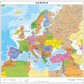 Laminerad karta över Europa 97x106 cm