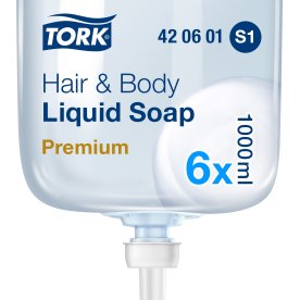 Tork S1 Premium Sæbe, hår & krop, 1 liter
