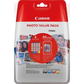 Bläckpatroner + fotopapper Canon CLI-571 BCMY