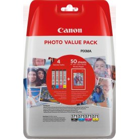 Canon CLI-571 blækpatroner+fotopapir BCMY, blister