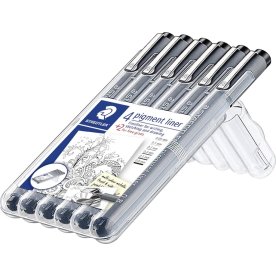 Staedtler Pigment Liner 308 fiberpenna, 6 st.