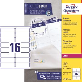 Avery L7162-100 Q.P. adressetiketter, 99,1x33,9 mm