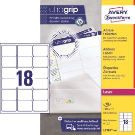 Avery L7161-100 Q.P. adressetiketter, 63,5x46,6 mm
