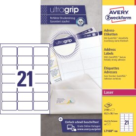 Avery L7160-100 Q.P. adressetiketter, 63,5x38,1 mm