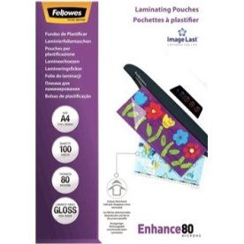 Lamineringsfickor Fellowes Enhance 80 mik A4 Gloss