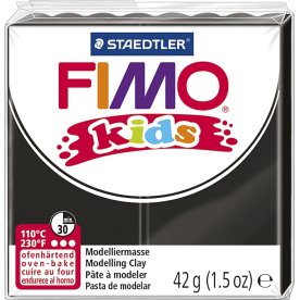 Fimo Kids Ler, 42 g, sort