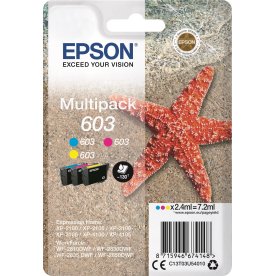 Epson 603 3-farve sampak blækpatroner, m/alarm