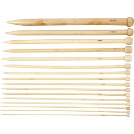 Strikkepinde, nr. 2,5-20, L: 35 cm, bambus, 16 par