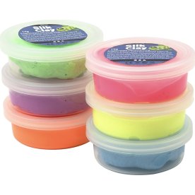 Modellera Silk Clay 6x14g blandade neonfärger