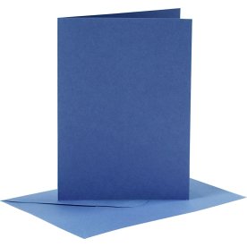 Brevkort og kuverter, 6 sæt, blå