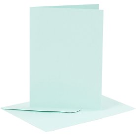 Brevkort och kuvert 6 set ljusblå