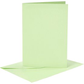 Brevkort och kuvert 6 set ljusgröna