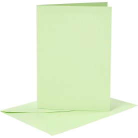 Brevkort og kuverter, 6 sæt, lysegrøn