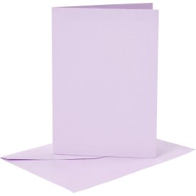 Brevkort og kuverter, 6 sæt, lilla