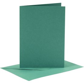 Brevkort og kuverter, 6 sæt, mørkegrøn