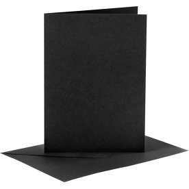 Brevkort og kuverter, 6 sæt, sort