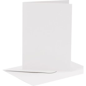 Brevkort og kuverter, 6 sæt, hvid
