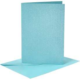 Kort Pärlemo och kuvert 4 uppsättningar blå