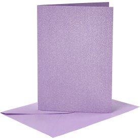 Perlemorskort og kuverter, 4 sæt, lilla