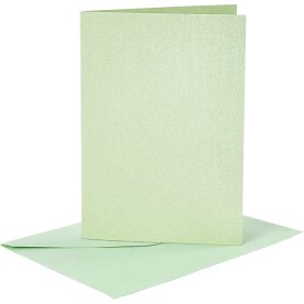 Kort Pärlemo och kuvert 4 set ljusgrön