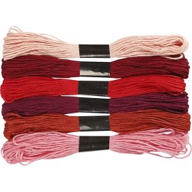 Broderigarn 6 buntar röd harmoni