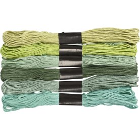 Broderigarn 6 buntar grön harmoni