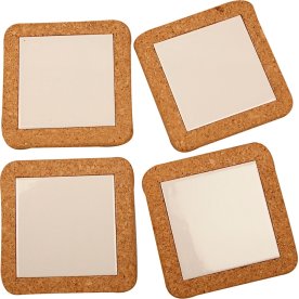 Porslinsunderlägg med korkram 15x15 cm 10 st